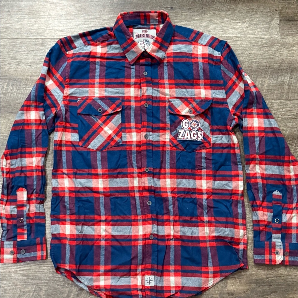 Gonzaga Bulldogs Zags Seattle Mariners Flannel Long Sleeve - Red/Navy - Men’s S